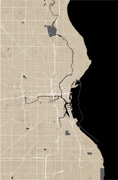 Mapa da cidade de Milwaukee, Wisconsin, EUA — Vetor de Stock