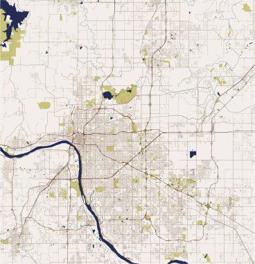 Tulsa şehrinin haritası, Oklahoma, Usa