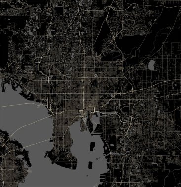 Tampa şehrinin haritası, Florida, Usa
