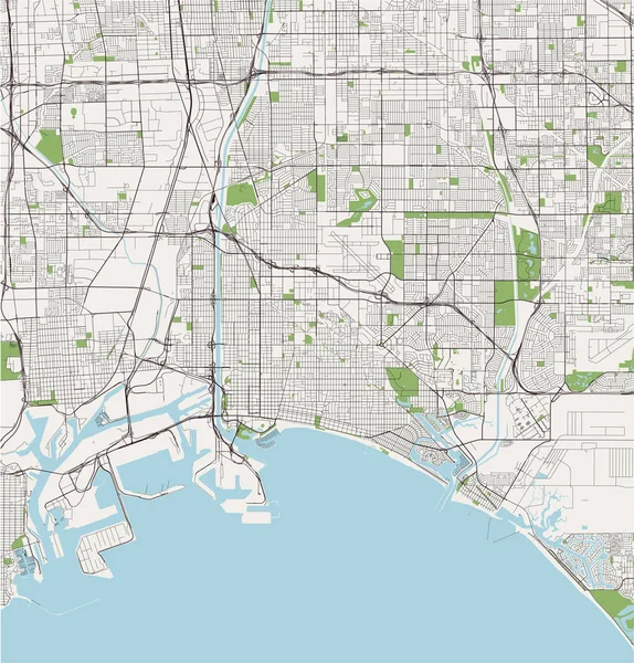 Mapa da cidade de Long Beach, California, USA —  Vetores de Stock