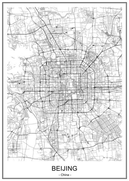 Mapa da cidade de Pequim, China — Vetor de Stock