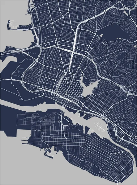 Karta över staden Oakland, Kalifornien, Usa — Stock vektor