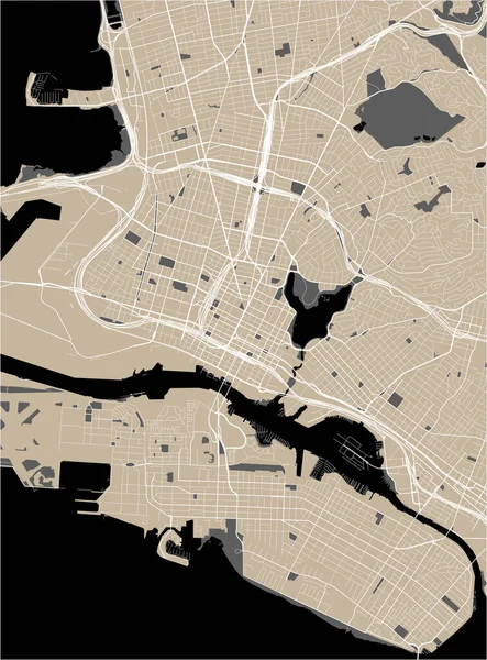 Mapa da cidade de Oakland, California, USA — Vetor de Stock
