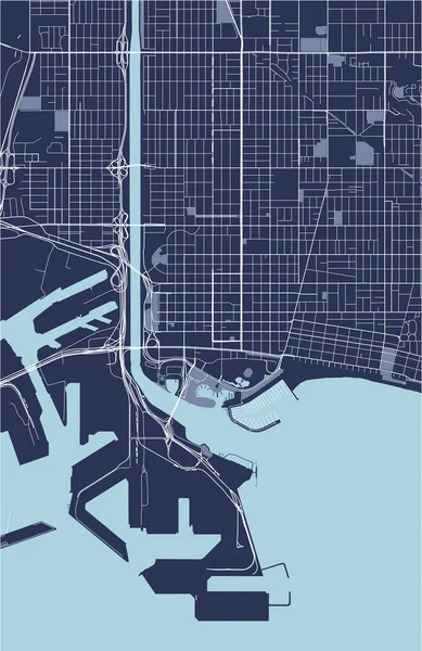 Mapa da cidade de Long Beach, California, USA — Vetor de Stock