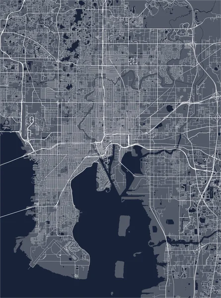 ताम्पा शहर का नक्शा, फ्लोरिडा, संयुक्त राज्य अमेरिका — स्टॉक वेक्टर
