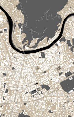 Grenoble, Isere, Auvergne-Rhone-Alpes şehrinin haritası, Fransa