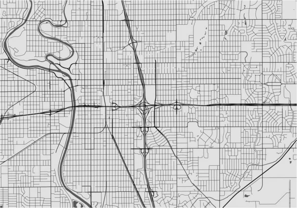 Mapa de la ciudad de Wichita, Kansas, Estados Unidos — Vector de stock