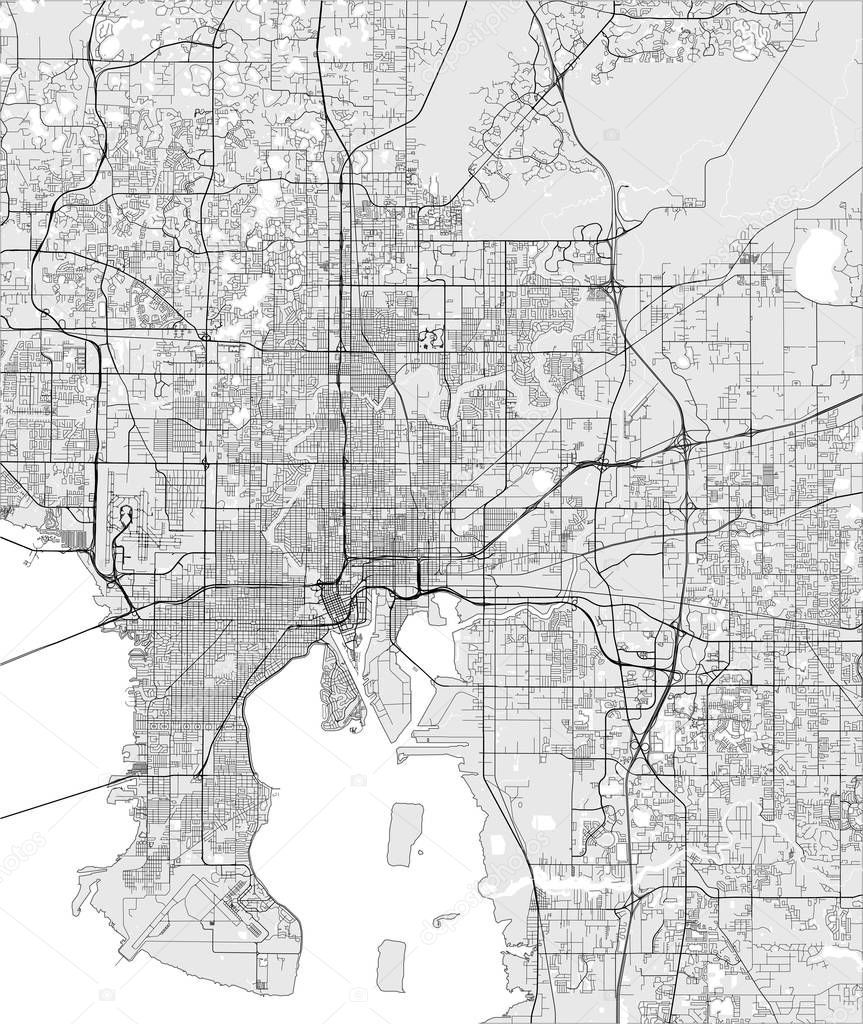 map of the city of Tampa, Florida, USA