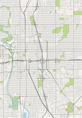Wichita şehrinin haritası, Kansas, Usa