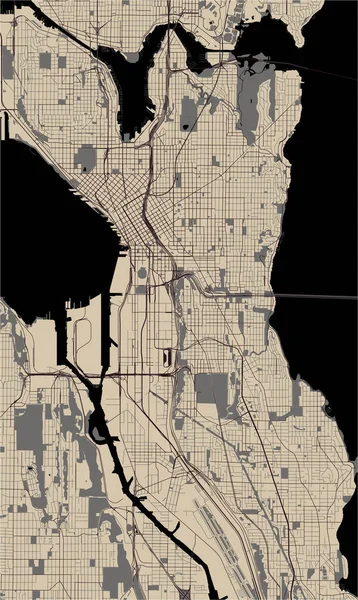 Mapa da cidade de Seattle, Washington, EUA —  Vetores de Stock