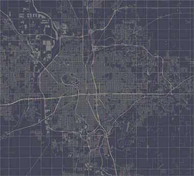 Wichita şehrinin haritası, Kansas, Usa