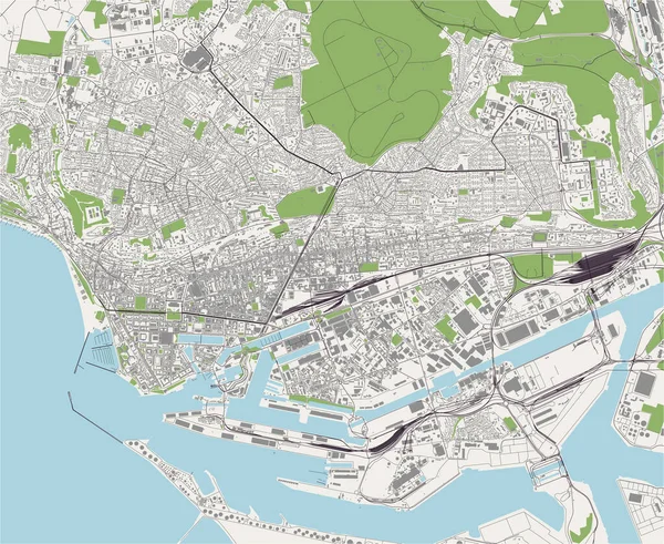 Mapa da cidade de Le Havre, Seine-Maritime, Normandia, França — Vetor de Stock