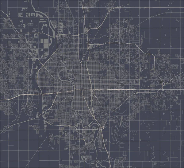 Karte der Stadt wichita, kansas, usa — Stockvektor