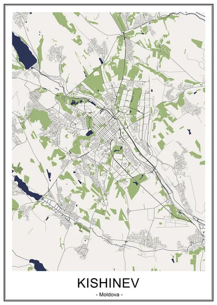 Mapa da cidade de Chisinau, Moldávia — Vetor de Stock