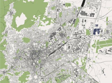 Clermont-Ferrand şehrinin haritası, Puy-de-Dome, Auvergne-Rhone-Alpes, Fransa