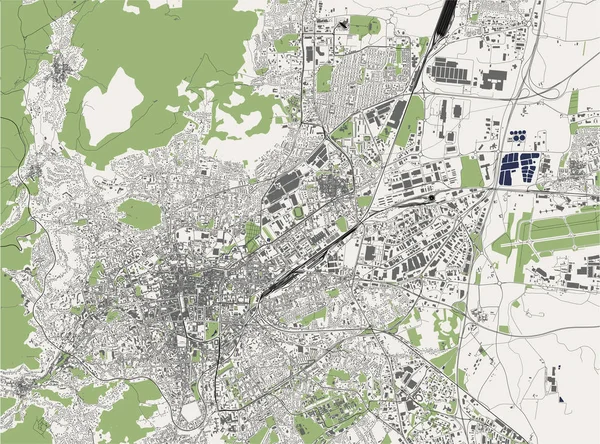 Carte de la ville de Clermont-Ferrand, Puy-de-Dome, Auvergne-Rhône-Alpes, France — Image vectorielle