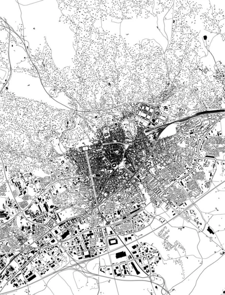 Mapa da cidade de Nimes, Gard, Occitanie, França — Vetor de Stock