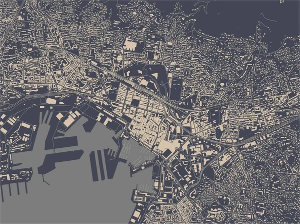 Carte de la ville de Toulon, Var, Provence-Alpes-Cote dazur, France — Image vectorielle