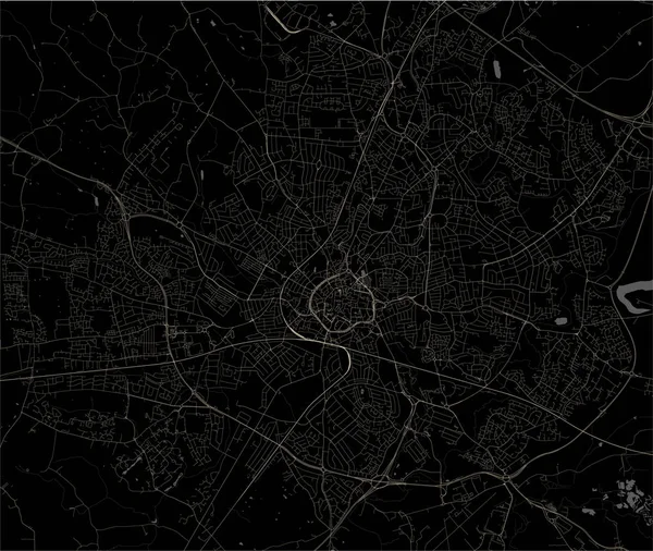 Mapa de la ciudad de Coventry, West Midlands, Inglaterra, Reino Unido — Vector de stock
