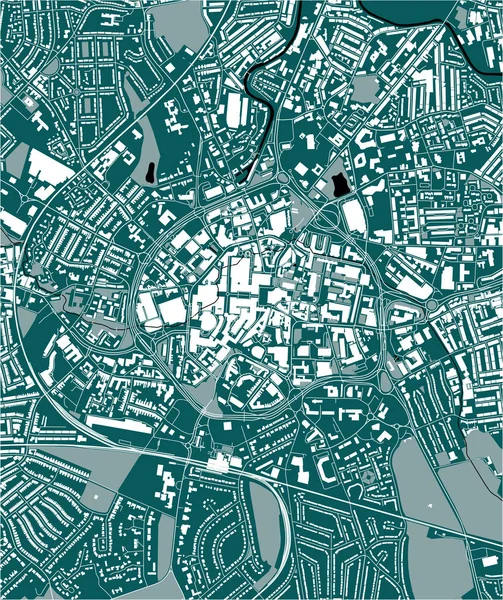 Coventry şehrinin haritası, Batı Midlands, İngiltere, Uk — Stok Vektör