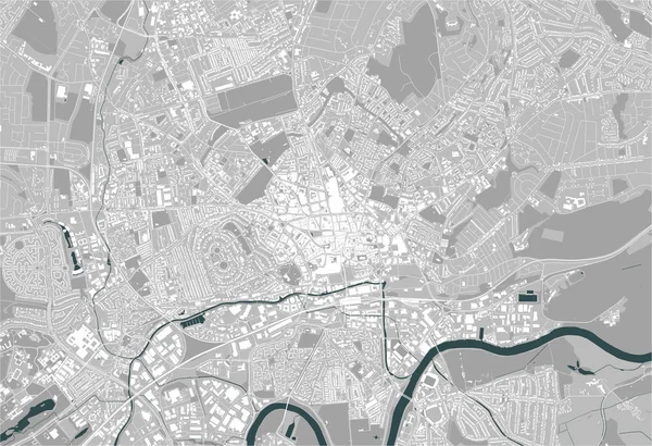 Mapa de la ciudad de Nottingham, Nottinghamshire, East Midlands, Inglaterra, Reino Unido — Vector de stock