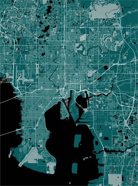 Mapa da cidade de Tampa, Florida, EUA —  Vetores de Stock