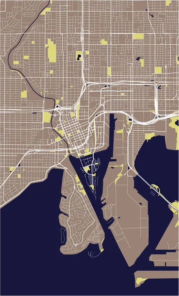 Mapa da cidade de Tampa, Florida, EUA — Vetor de Stock