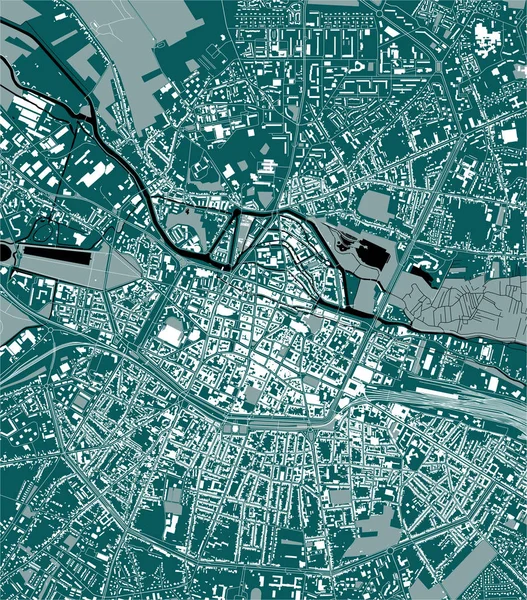 Mapa de la ciudad de Amiens, Somme, Hauts-de-France, Francia — Vector de stock