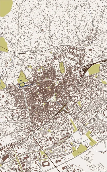 Mapa da cidade de Nimes, Gard, Occitanie, França — Vetor de Stock