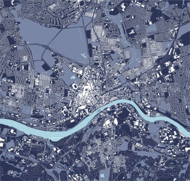 Tyne, Tyne ve Wear üzerinde Newcastle şehrinin vektör haritası, Kuzey Doğu İngiltere, İngiltere, İngiltere