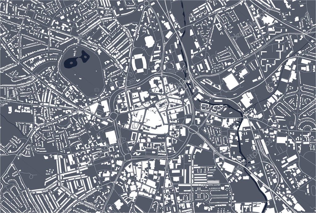 vector map of the city of Wolverhampton, West Midlands, England, UK