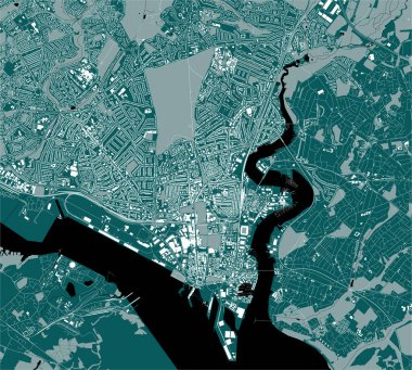 Southampton, Hampshire 'ın vektör haritası, Güney Doğu İngiltere, İngiltere, Uk