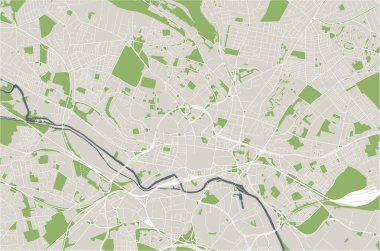 Leeds şehrinin vektör haritası, Batı Yorkshire, Yorkshire ve Humber, İngiltere, Uk