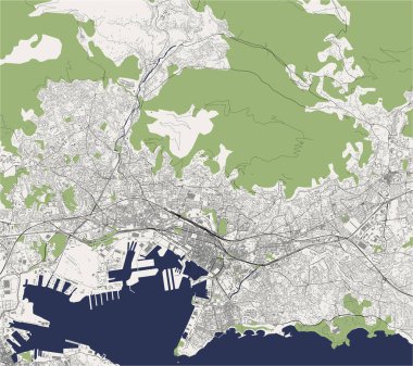 Toulon, Var, Provence-Alpes-Cote dazur, Fransa 'nın vektör haritası