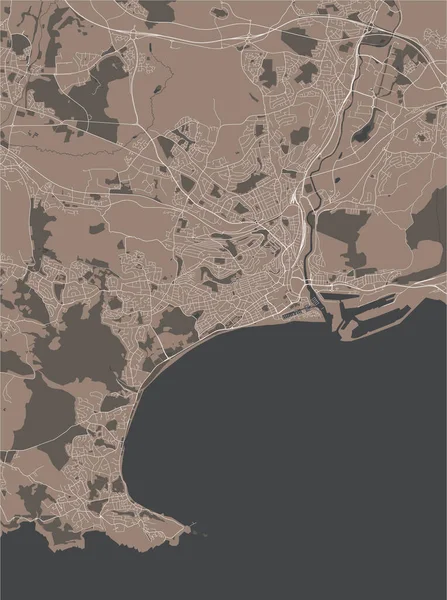 Vektorová Mapa Města Swansea Glamorgan West Glamorgan Wales — Stockový vektor