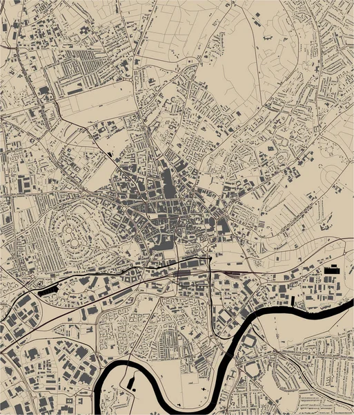 Carte Vectorielle Ville Nottingham Nottinghamshire East Midlands Angleterre Royaume Uni — Image vectorielle