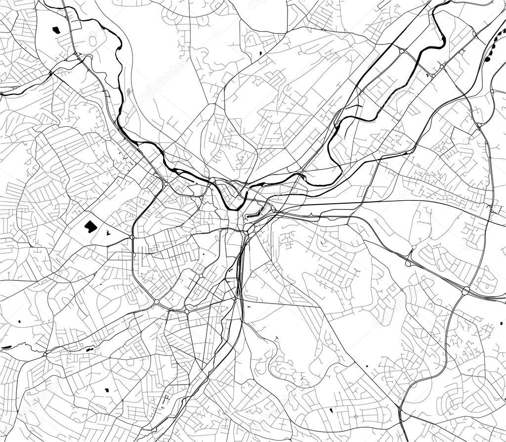 vector map of the city of Sheffield, South Yorkshire, Yorkshire and the Humber England, UK