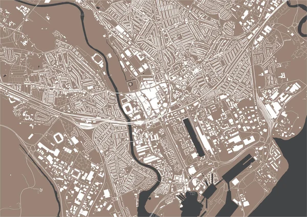 Mapa Vetorial Cidade Cardiff South Glamorgan Wales Reino Unido — Vetor de Stock