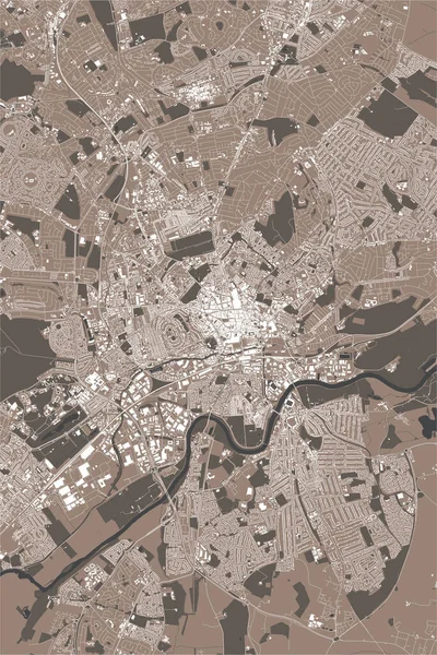 Vector Mapa Ciudad Nottingham Nottinghamshire East Midlands Inglaterra Reino Unido — Vector de stock