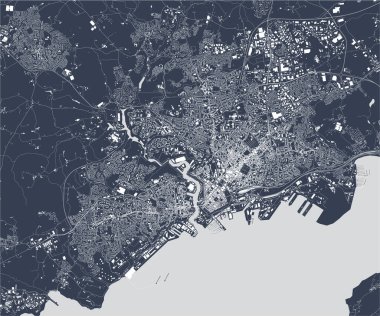 Brest, Finistere, Brittany, Fransa 'nın vektör haritası