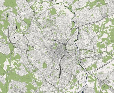 Montpellier, Herault, Occitanie, Fransa 'nın vektör haritası