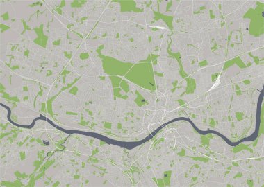 Tyne, Tyne ve Wear üzerinde Newcastle şehrinin haritası, Kuzey Doğu İngiltere, İngiltere, İngiltere