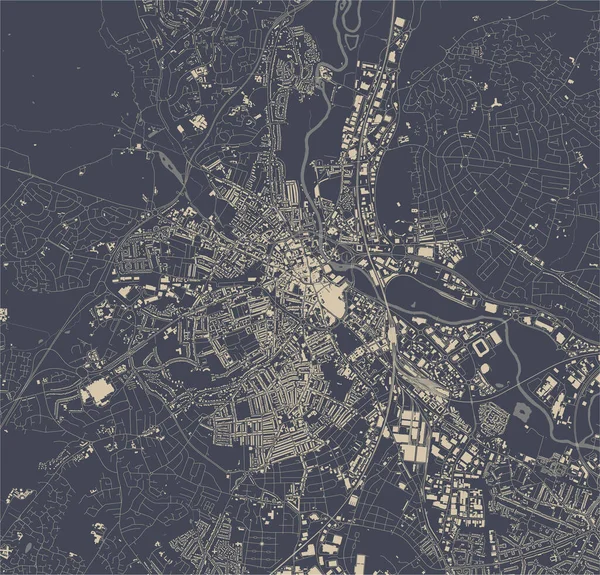 Mapa da cidade de Derby, East Midlands, Inglaterra, Reino Unido — Vetor de Stock