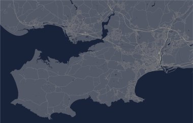 Swansea şehrinin haritası, Glamorgan, Batı Glamorgan, Galler, İngiltere