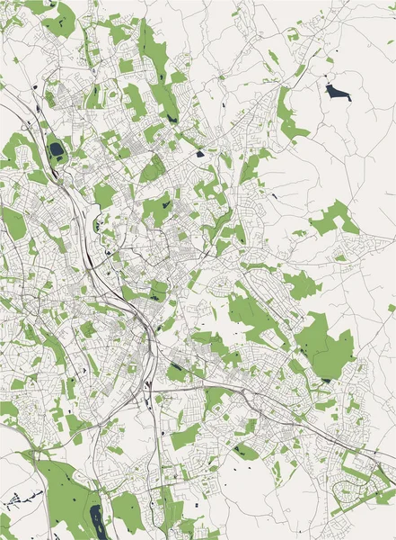 Mapa miasta Stoke-on-Trent, Staffordshire, West Midlands, Anglia — Wektor stockowy