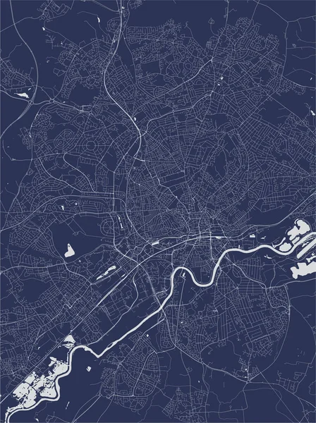 Map of the city of Nottingham, Nottinghamshire, East Midlands, England, UK — 스톡 벡터