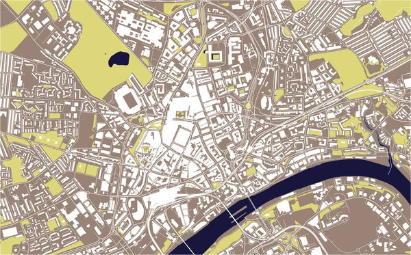 Векторна Карта Міста Ньюкасл Апон Тайн Тайн Вір Північно Східна — стоковий вектор