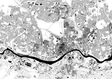 Tyne, Tyne ve Wear üzerinde Newcastle şehrinin vektör haritası, Kuzey Doğu İngiltere, İngiltere, İngiltere