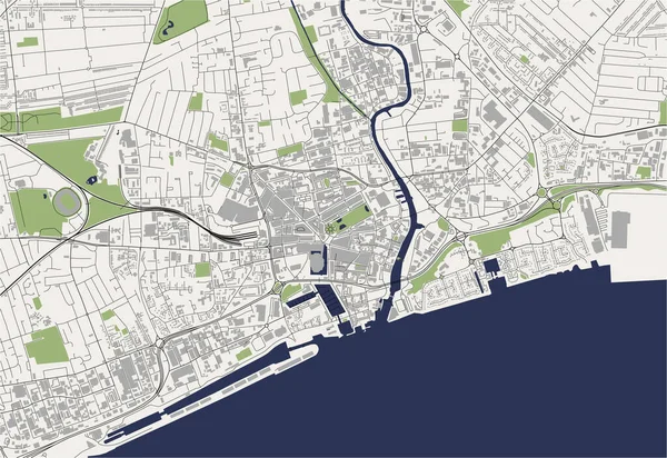 Векторна Карта Міста Кінгстон Апон Галл Східна Їзда Йоркширі Йоркшир — стоковий вектор
