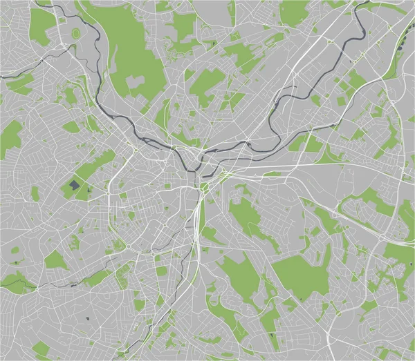 Mapa Wektorowa Miasta Sheffield South Yorkshire Yorkshire Humber England — Wektor stockowy